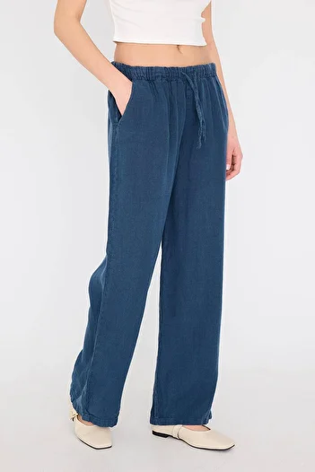 Addax Waist Tie Linen Pants Pn4991-pnn