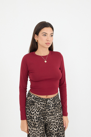 Addax Crew Neck Basic Crop Blouse B15385-W8