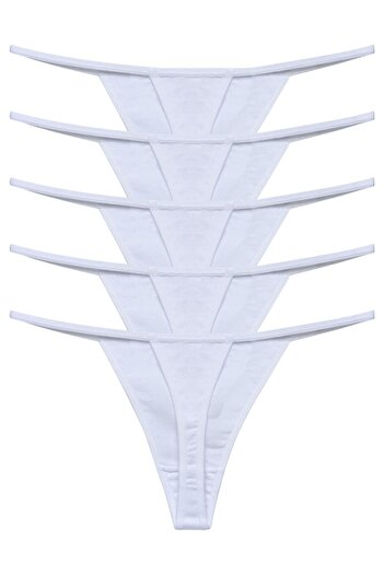 apak Women's White 5 Pack Pretty Ip Thong