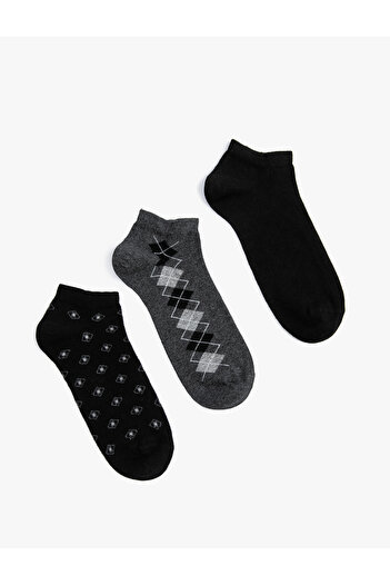 Koton Geometric Patterned 3-Piece Colorful Booties Socks Set