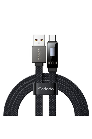 Mcdodo CA-4980 TYPE-C TO USB 100W 6A LED RİTİM ŞARJ VE DATA KABLOSU-1.2 M