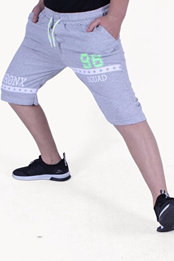 FYK KİDS 96-bronx Text Printed Boy's Capri with Phosphor Color Detail