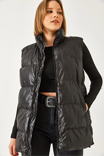 Bianco Lucci Women's Zippered Double Pocket Vest 60901003