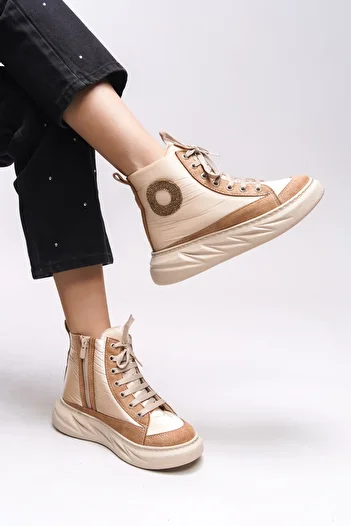 Riccon Ezakaela Beige Γυναικείες Μπότες - 0012285