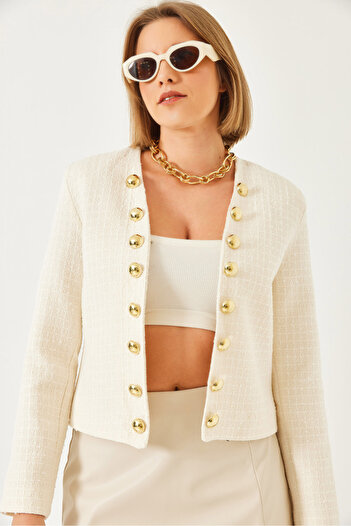 Bianco Lucci Jachetă scurtă din tweed la două piept pentru femei 50136 60271027