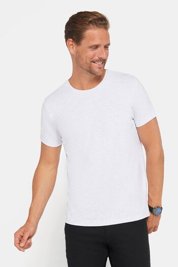 Tudors Men's Gray Crew Neck Slim Fit Cotton T-Shirt - Flexible and Soft Fabric