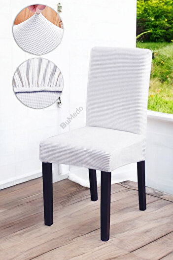 Bumedo Κάλυμμα καρέκλας Bamboo Nano Fabric Lycra Washable Κάλυμμα καρέκλας Ελαστικό Μονό Κάλυμμα Καρέκλας - Λευκό
