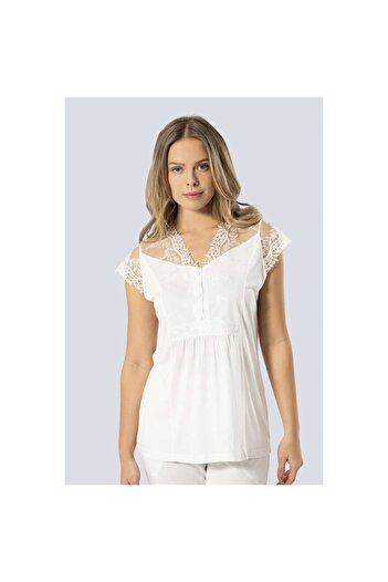 TÜREN 3294 Model Maternity Ecru Pajama Set