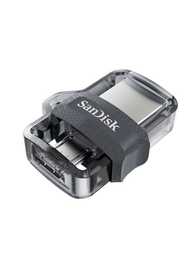 SanDisk محرك أقراص مزدوج للغاية M3.0 بسعة 256 جيجابايت باللونين الرمادي والفضي