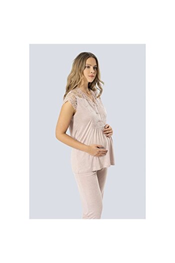 TÜREN 3294 Maternity Pajama Set - Powder