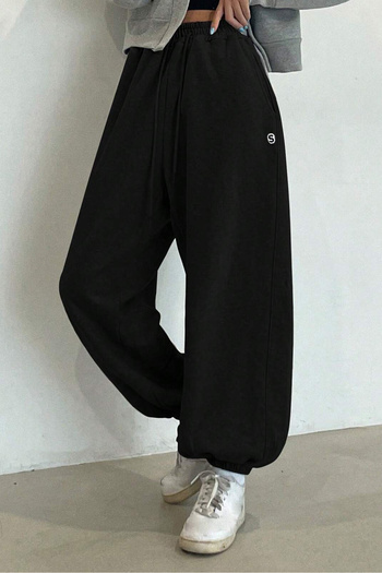 Sun Victoria Kadın Siyah Iki Iplik Oversize Jogger Eşofman Altı