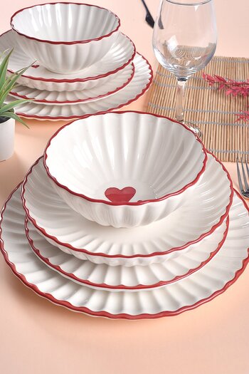 ŞURA MUTFAK Love Series 2-Piece Soup Bowl - 16cm Heart Pattern