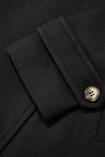 W Collection SİYAH KRUVAZE YAKA MANTO