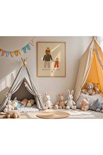 Peppy Rooms Doğal Ahşap Çerçeveli Tablo Best Dad ,Baba,Çocuk PEPPY-100