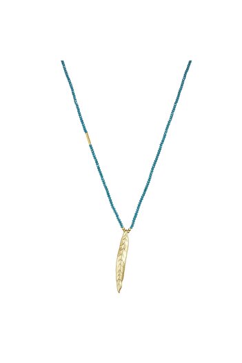 Lulu & Jane Modeschmuckhalskette Kette mit Anhänger gelbgold Kristall türkis