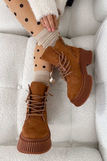 Shoebutik Lazy Tan Suede Μποτάκια