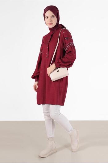 TRENDTESETTÜR Red Embroidered Women's Tunic - t 42396
