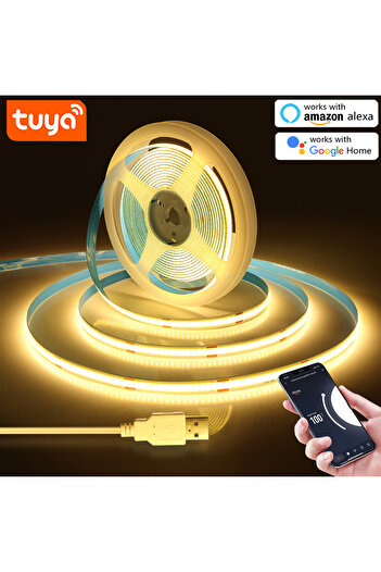 Choice شريط إضاءة ليد Cob بطول 5 أمتار و5 فولت ومزود بمنفذ USB وواي فاي، بطول 1 متر و2 متر و3 متر و5 أمتار مع تطبيق Tuya Wifi، يعمل مع