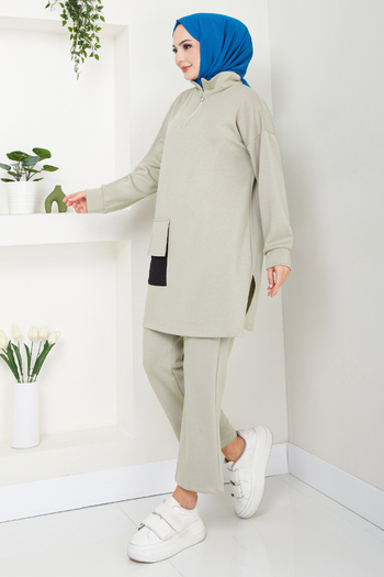 ModaMerve Beige Suit 1732Lna1042-M - Half Zip