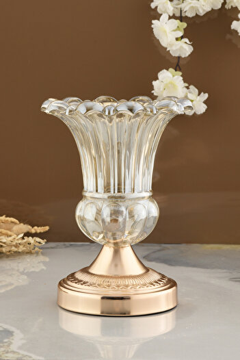 AKSESUAR EVRENİ Tesin Tulip Glass Decorative Vase Yellow