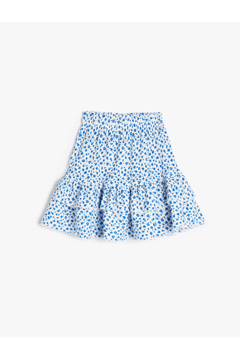 Koton Kt - Mini Floral Print Skirt with Ruffles and Elastic Waistband