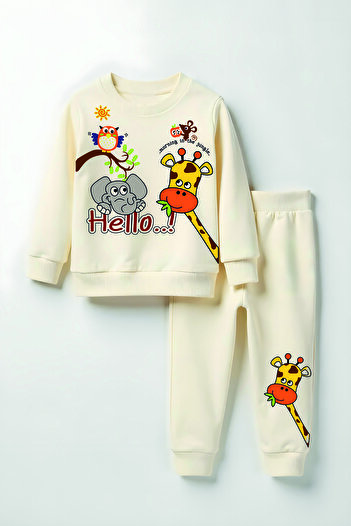 MYADA Unisex Hello Cute Animals Printed Bottom Top Kids Suit 23337