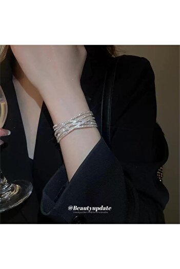 Pelin Aksesuar Cross Bracelet with Crystal