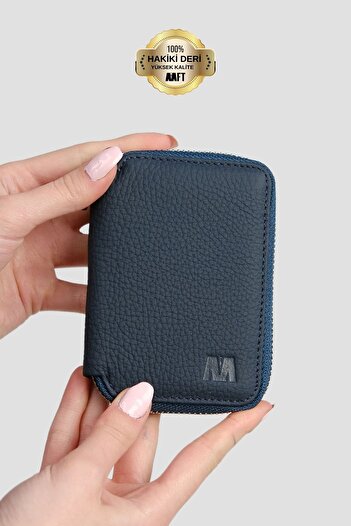 MFT Leather Design LOTUS Genuine Leather Unisex Wallet - Flother Matte Navy Blue (1616)