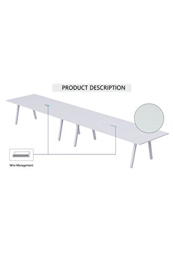 Mahmayi Bentuk 139-48 12 Seater Conference Meeting Table Modern Office Furniture - White