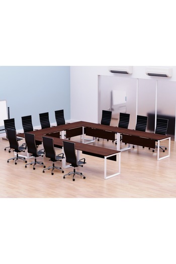 Mahmayi Vorm 136-14 U-Shaped Conference Meeting Table for Office - 12 Seater, Apple Cherry