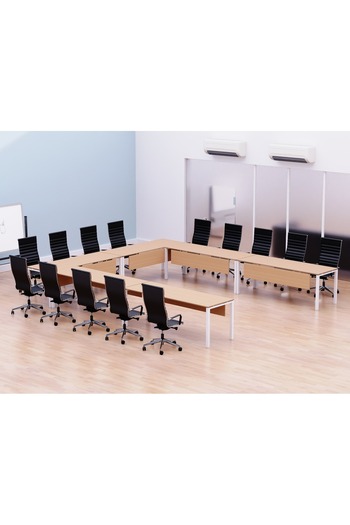 Mahmayi Figura 72-16 U-Shaped Conference Meeting Table for Office - 12 Seater, Oak