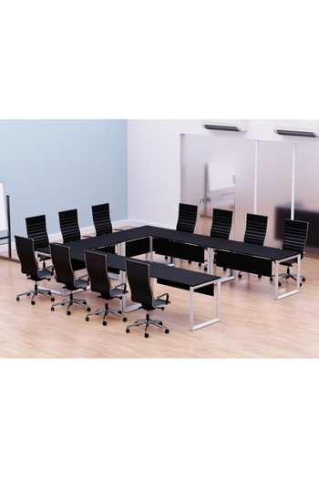 Mahmayi Vorm 136-12 U-Shaped Conference Meeting Table for Office - 12 Seater, Black
