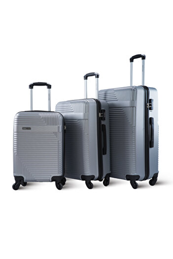 PARAJOHN Travel Luggage 3 Pcs Lightweight Trolley Set -ABS -SILVER