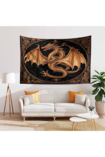 Else Dekor Vintage Wall Tapestry with Dragon Pattern - Carpet Cover