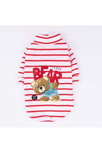 Pettrend Red Bear with Me Printed Knitwear Sweat Cat Dog Sweat Cat Dog Outfit