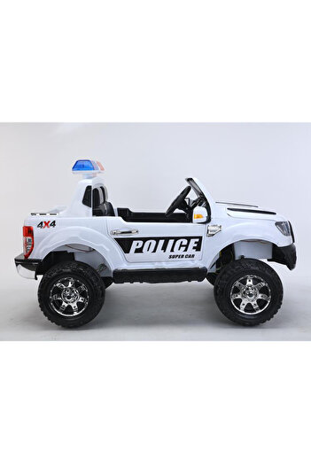 Fab N Funky Battery Operated Ride-On Car, Police Themed, Ford Logo, Lights & Music, 3 Years+, White