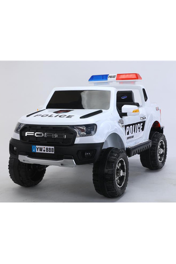 Fab N Funky Battery Operated Ride-On Car, Police Themed, Ford Logo, Lights & Music, 3 Years+, White