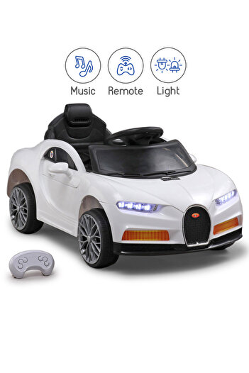 Babyhug Battery-Operated Ride On Car, Scissor Doors with Music & Light, 18M-3Y, White