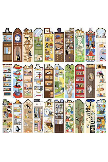 Choice 60PCS 30PCS Cartoon Cat World Bookmark Card Reading Laptop Luggage Waterproof Graduation Students Gr