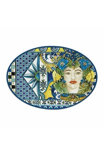 Baci Milano Sicily Oval Servis Tabağı 51 Cm X 35,5 Cm Mavi 000001000161387001