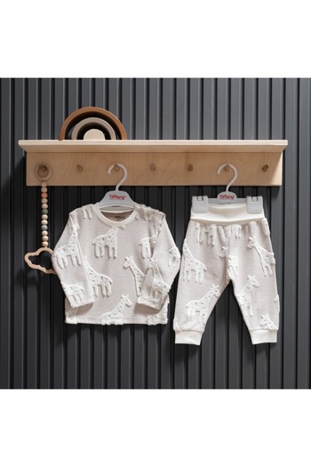 Tiffany Baby Baby Puffy Giraffe Theme 2-Piece Set Ivory 37012