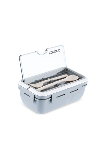 Karaca Gray Fusca Lunch Box - with Fork Spoon, Food Carrying and Storage Box