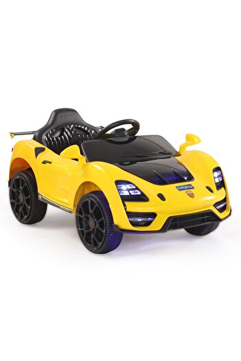 Babyhug Ride On Car with Music and Lights, Safety Harness for Kids 18M-3Y - Yellow