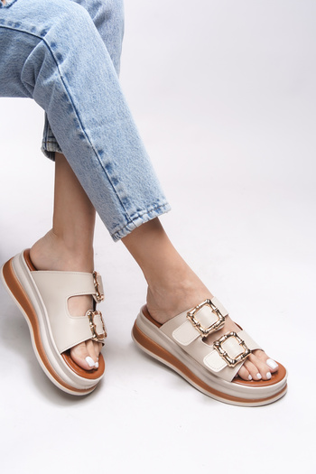 Riccon Rohlarth Beige Women's Slippers - 0012322