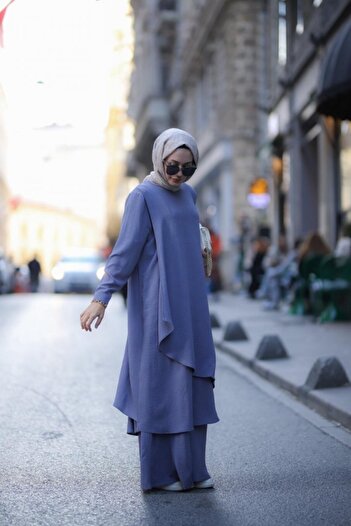 NS Moda Tesettür Lina Takım Gri Model-511