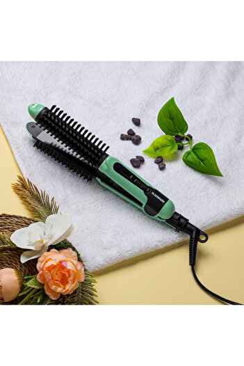 Olsenmark Hair Straightener with Brush, 2 In 1 - 360 Degree Swivel Cord