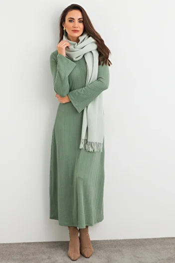 Cool & Modest Mint Color Basic Maxi Women's Dress - Mtf30