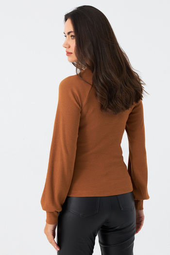 Cool & Modest Γυναικεία μπλούζα καμιζόλ με κουμπιά Camel MEY2946