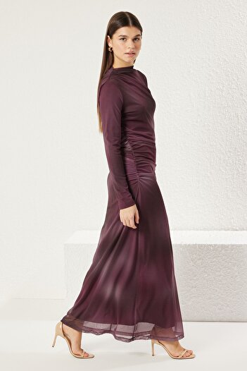 Trendyol Modest Μωβ πλεκτό φόρεμα ντεγκραντέ TCTSS25EB00043