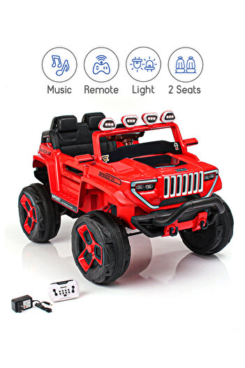 Babyhug Bugatti Jeep Two-Seater Battery Operated Ride-On Car, LED Lights & Sound, Red (18M-3Y)